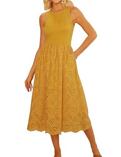 GRACE KARIN Women's Casual A Hem Dress Sleeveless Round Neck High Waist Dress