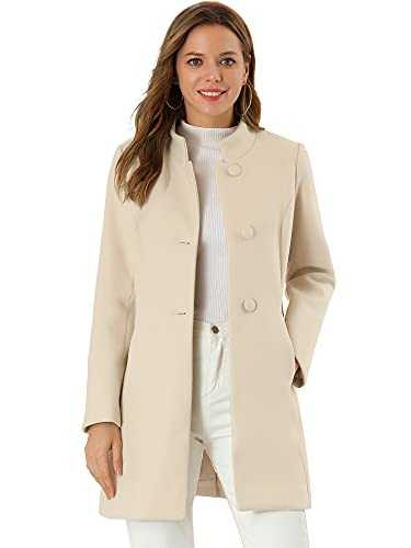 Allegra K Women's Saint Patrick's Day Elegant Winter Overcoat Mid-thigh Stand Collar Single Breasted Long Coat