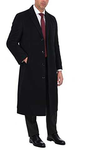 Men's Wool Cashmere Single Breasted Full Length Overcoat Top Coat