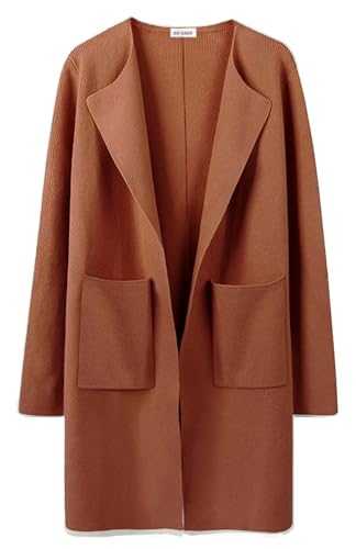 Gothden Women's Casual Open Front Cardigans Long Knit Sweaters Coat with Pockets