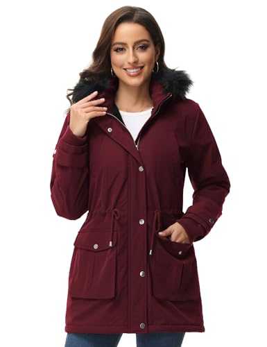 ROYAL MATRIX Women's Parka Coat Winter Warm Parka Jacket Fleece Lined Parka Coat Long Winter Coat with Hood