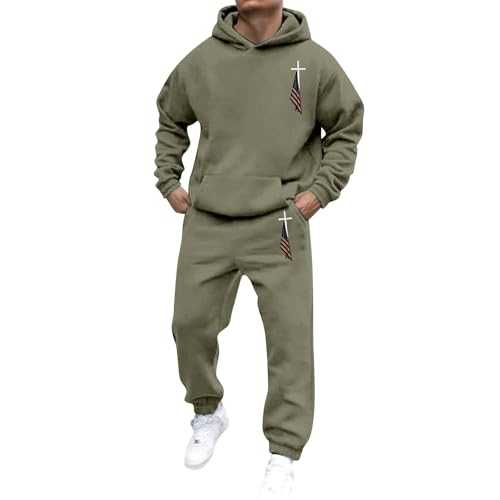 Men's Casual Fashion Solid Color Loose Trendy Long Sleeved Pants Set Men Suit