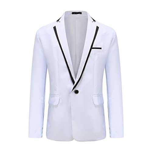 YOUTHUP Mens Slim Fit Blazer Lightweight Formal Business Suit Jacket 1 Button Smart Blazer Jacket