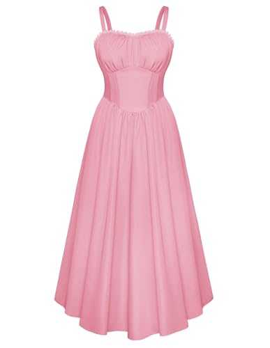 SCARLET DARKNESS Women's Summer Dress Spaghetti Straps Casual Corset Dress Long A-Line Sun Dresses