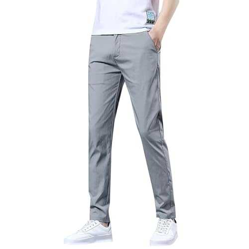 Formal Trousers Men Slim Fit, Business Office Work Pants, Comfort Plain Dress Trousers, Straight Leg Suit Chino Trousers, Casual Smart Trousers, Light Breathable Stretch Trousers