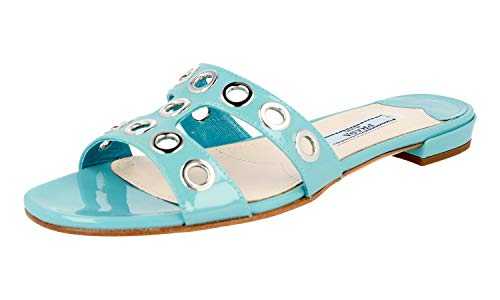 Prada Women's 1XX250 069 F0360 Turquoise Leather Sandals UK 3.5 / EU 36.5