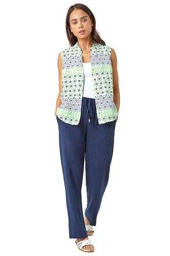 Roman Originals Sleeveless Shirt for Women UK Ladies Blouse Top Button Through Summer Smart Casual Work Cocktail Party Office Holiday Special Occassion Evening Going Out