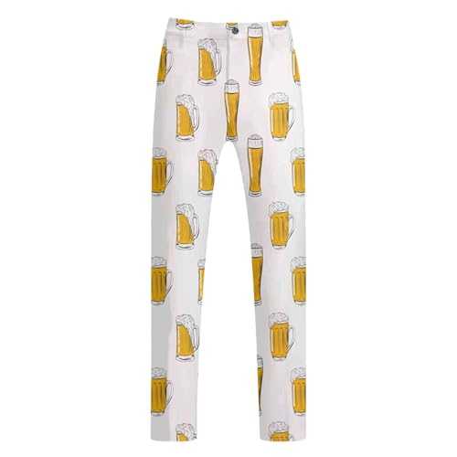 Suit Trousers for Men Oktoberfest, Men's Loose Fashion Casual Trousers, Men's 3D Beer Print Straight Casual Suit Trousers, Lightweight Comfortable Chino Trousers for Men, Fabric Trousers for Party,