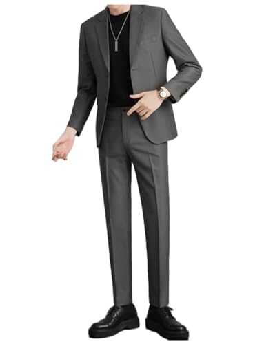 Pkrboro Men's Suit Two Pieces Set Single Breasted Button Notch Lapel Wedding Tuxedos Uniform