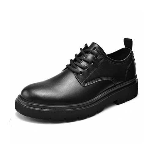 WEISIDA Men's shoes summer British style black casual leather shoes men's business formal wear big head work tide shoes(40)