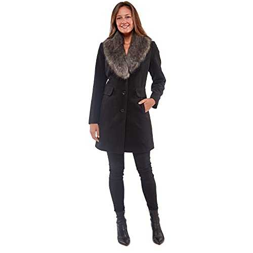 INTL d.e.t.a.i.l.s Women's Faux Wool Fashion Jacket Down Alternative Coat