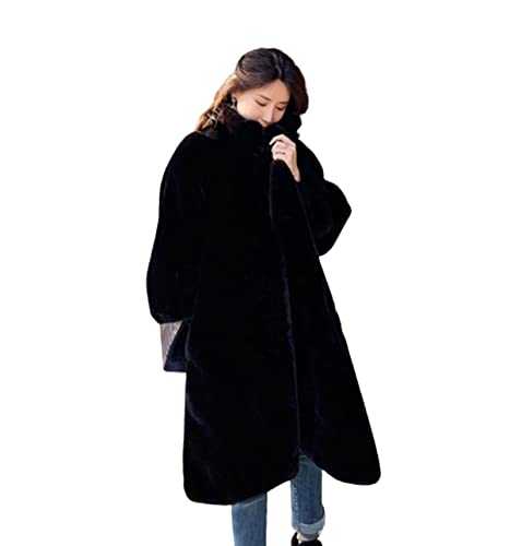Women's Faux Fur Winter Long Coat, 2022 Solid Colored Stand Collar Long Sleeve Polyester Warm Teddy Bear Outwear Jacket
