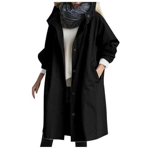 Womens Waterproof Jackets Lightweight Hooded Rain Coats Winter Hooded Windbreaker Camping Climbing Outdoor Long Sleeve Trench Coats with Zippers