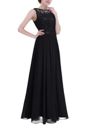 YiZYiF Womens Sleeveless Chiffon Lace Crochet Wedding Bridesmaid Maxi Dress Evening Party Prom Ball Gown