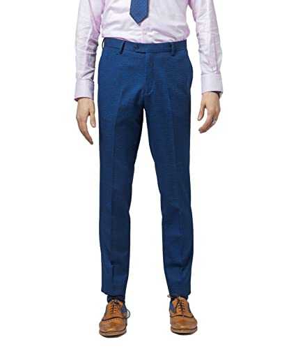 Mens Boys Matching Suit Self Pattern Slim Fit Suit Formal Wedding Business 3 Piece Indigo Blue Set