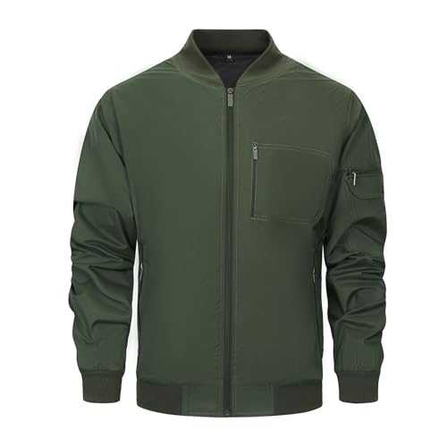 Mens Jackets Bomber Lightweight Casual Baseball Sports Work Hiking Jacket Outwear with Zip Pockets