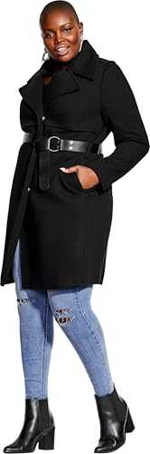 City Chic Women's Longline Structured Coat with Belt Detail Wool