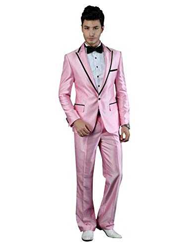 QZI Men's Suits Slim Fit One Button Peak Lapel for Wedding Dinner Tuxedo Jacket & Trousers