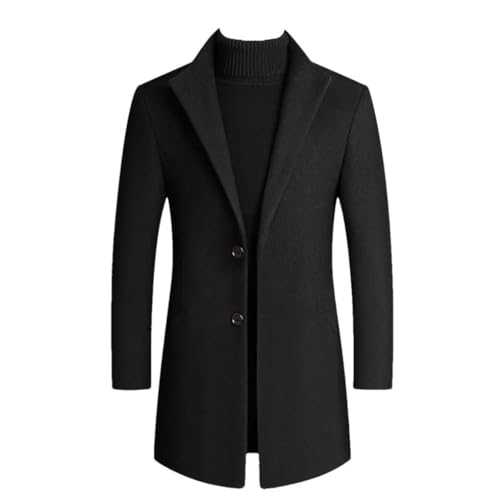keusyoi Autumn Winter Long Overcoat Men Slim Fit Long Wool Blends Coats Men Solid Business Causal Windbreaker Jackets