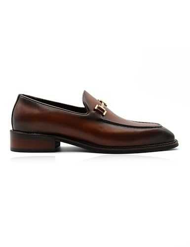 Mens Polished Real Leather Snaffle Bit Loafer Retro Handmade Slip on Dress Shoes