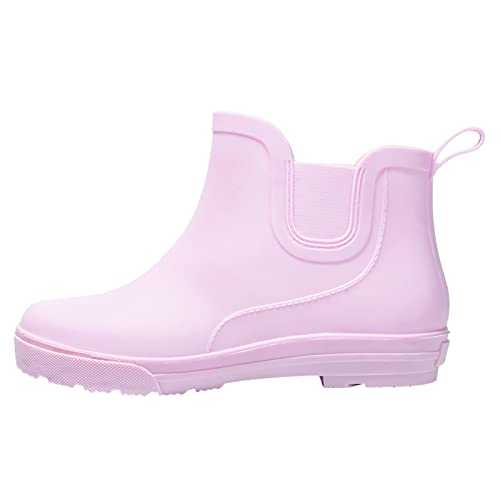 Pink Wellies Slip Women'S Rain Shoes Korean Version Solid Color Fashion Short Tube Women'S Water Shoes Women'S Wellington Boots Half Wellies For Women Wellies Women Size 8 Short Prime Wide Fit