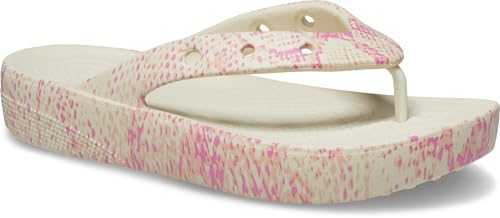 Women's Classic Platform Snake Print Flip, Bone/Multi, 7 UK Women