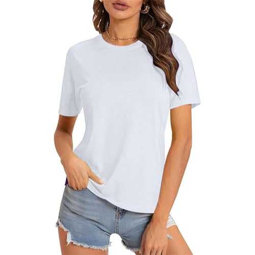 Womens Oversize T Shirts Classic Short Sleeve Tops Crewneck Pullover Blouses Solid Color Basic Tees Loose Fit Athletic Tracksuits Oversized Gym Wear Women Workout Tops Cotton Tees