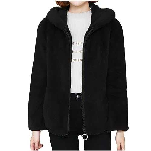 Zeiayuas Teddy Coat for Women Fluffy Fuzzy Jacket Sherpa Pile Coats Fleece Outwear Ladies Winter Warm Jackets Teddy Fluffy Outerwear Long Sleeve Loose Solid Color Jacket UK Plus Size 22