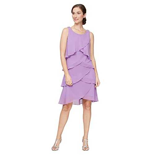 S.L. Fashions Women's Jewel-Strap Tiered Cocktail Dress Special Occasion