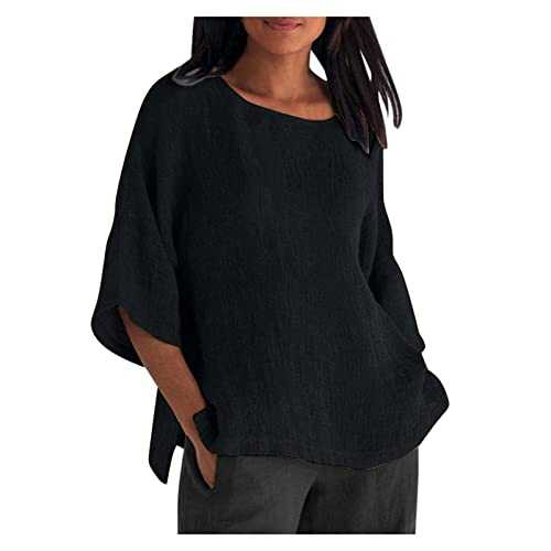 Womens Summer Tops Sale Clearance Summer Tees Trendy Half Sleeves Round Neck Cotton Line Loose Shirt Blouse Ladies Trendy Graphic Tee Shirts Tunic Tops Blouses Comfy Tshirts UK