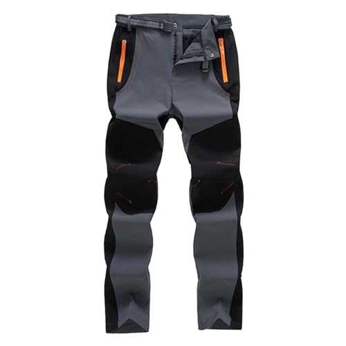 Men's Outdoor Waterproof Windproof Pants Fleece Regular Fit Cargo Work Trousers Snow Ski Hiking Pants Lightweight Straight Leg Trouser Stretch Mountaineering Pant Tracksuit Bottoms Zip Pockets XXXXXL