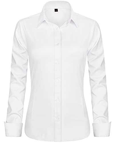 J.VER Womens Shirts Long Sleeve Stretch Dress Fitted Shirt Business Casual Work Office Ladies Blouses Shirts