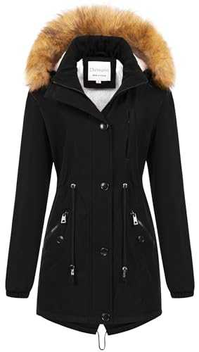 Chrisuno Women's Mid-Length Military Parka Winter Outerwear Insulated Jacket Soft Fleece Snow Faux Fur Coat