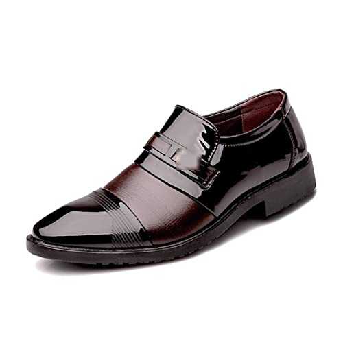 ETZRYSYB Mens Leather Shoes PU Leather Men Business Dress Loafers Pointed Toe Black Shoes Oxford Breathable Formal Wedding Shoes