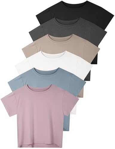 Dalavch 6 Pack Women's Crop Top Short Sleeve Athletic Workout Yoga Running Gym Casual Tees T-Shirts Loose Fit