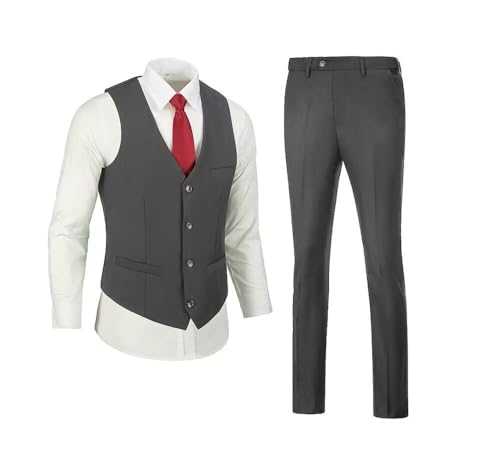 Men's Suit Vest Pants Set 2 Pieces Suit Slim Fit Weddings Suit Dress Groomsmen Tuxedos Casual Prom Suit Waistcoat Pants