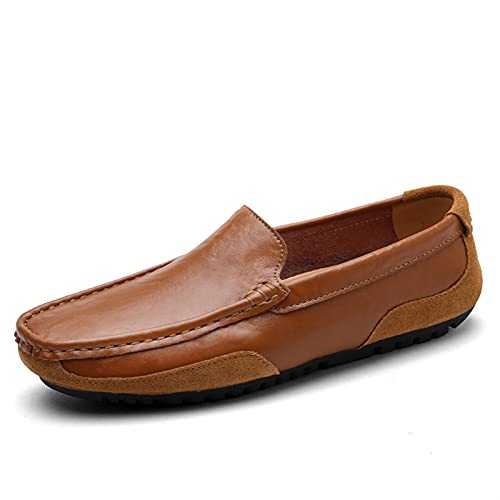 New for Men Mens Loafers Shoe Genuine Leather Round Toe Stitching Details Resistant Flat Heel Anti-slip Lightweight Casual Walking Slip On