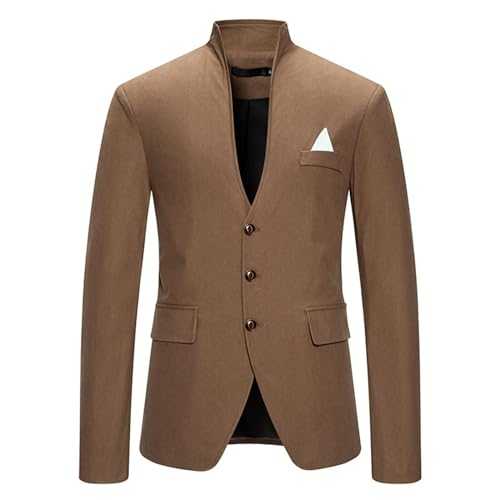 Mens Suits Blazers for Men UK Slim Fit 3 Button Dress Suits Solid Color Notched Lapel Chic Tuxedo Timeless & Elegant Blazer Men Lightweight Soft-Handle Suit Coat Versatile Wardrobe Essential