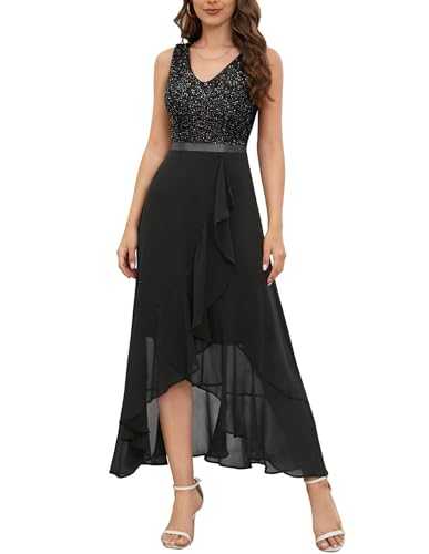 Berylove Evening Dress Long Elegant for Wedding Glitter Dress Festive Women's Cocktail Dress Prom Dresses Mullet Dress