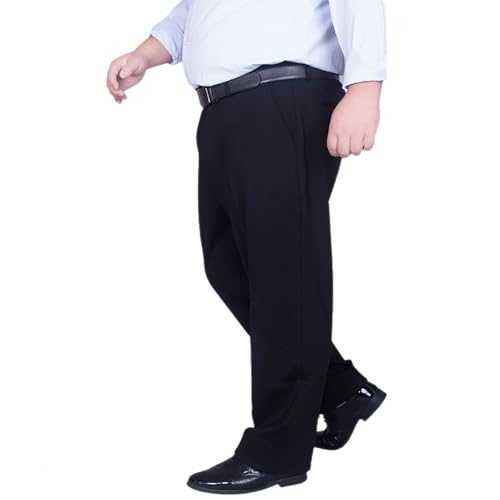 Men's Formal Trousers, Stretch Plus Size High Waist Casual Business Office Work Suit Trousers Smart Dress Pants Comfort Loose with Pockets, 44,Black