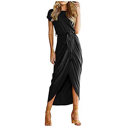 Casual Short Dress for Women Slit Short Women's Party Solid Casual Maxi Summer Sleeve Long Dress Women's Dress Womens Floral Dress