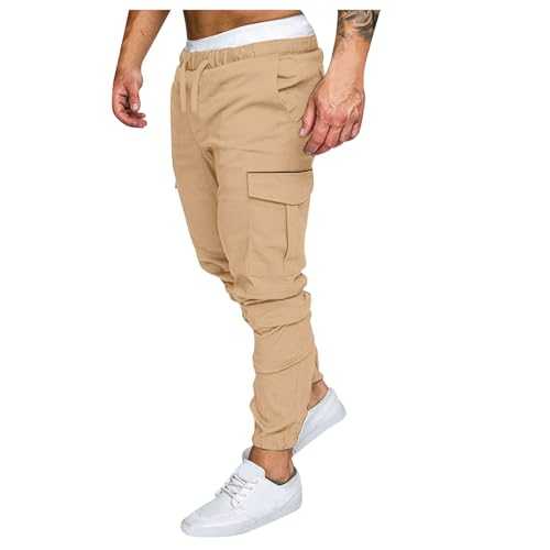 Rrongwn Men's Jogging Bottoms, Cotton Tracksuit Bottoms, Sports Trousers, Elastic Waist, Casual Trousers with Pockets, Outdoor Trousers, Sweatpants with Drawstring, Yoga Trousers, Track Pants