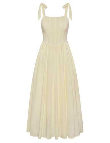 SCARLET DARKNESS Women Summer Sundresss Casual A-Line Sleeveless Spaghetti Strap Corset Dress with Pockets