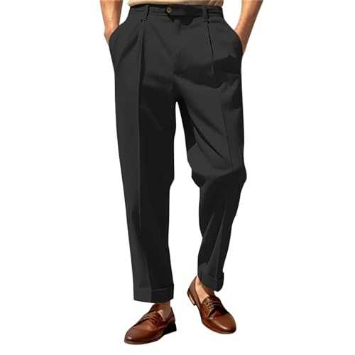 Men's Suit Trousers Straight-Fit Dress Pants Formal Trousers Adjustable Waist Rugby Trousers Busines Office Trouser Stretch Chino Pant Flat-Front Plain Casual Pants Regular Fit Office Wear