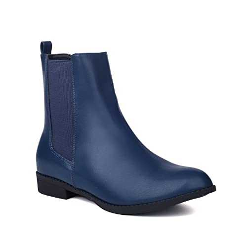 ComeShun Comfort Side Zip Chelsea Ankle Boots Low Block Heels Side Zip Booties