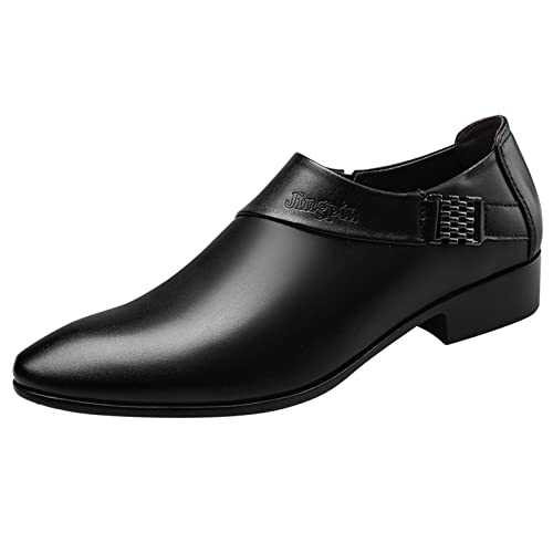 Leather Shoes Men Formal, Flat Wedge Solid Colour Business Oxford Shoes Soft-Surface Low Top Shallow Mouth Work Footwear Low Top Shallow Mouth Work Footwear Wide Fitting Wedding Artificial Leather