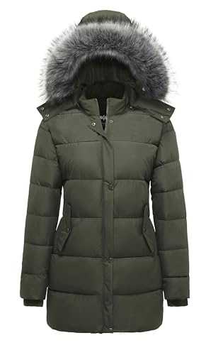 GGleaf Women's Winter Thicken Puffer Coat Warm Snow Jacket with Fur Removable Hood