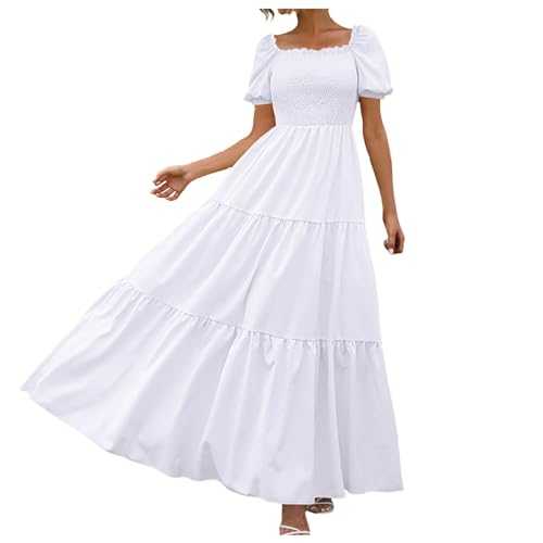 Dresses for Women UK Elegant, Women's 2024 Floral Boho Dress Wrap Crew Neck Short Sleeve Belted Ruffle Hem A Line Flowy Maxi Dresses Casual Dress for Women Summer Floral Print Sun Dress Sundress