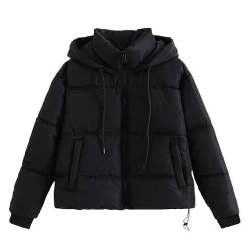 Cropped Puffer Jacket for Women Baggy Hooded Puffy Cotton-Padded Clothes Winter Thicken Thermal Warm Short Down Coats/UK Size/Ladies Winter Clothes/Shipping 7 Days