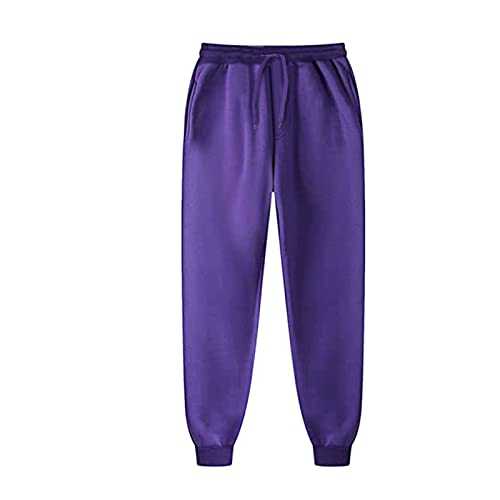Men's Tracksuit Bottoms Solid Cuffed Ribbed Trousers Stretch Pants Lightweight Joggers Regular Fit Sweatpants Outdoor Running Sport Pant Elasticated Waist Drawstring Pants Athletic Lounge Trouser